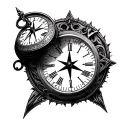 Clock And Compass tattoo design idea