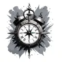 Clock And Compass tattoo design idea