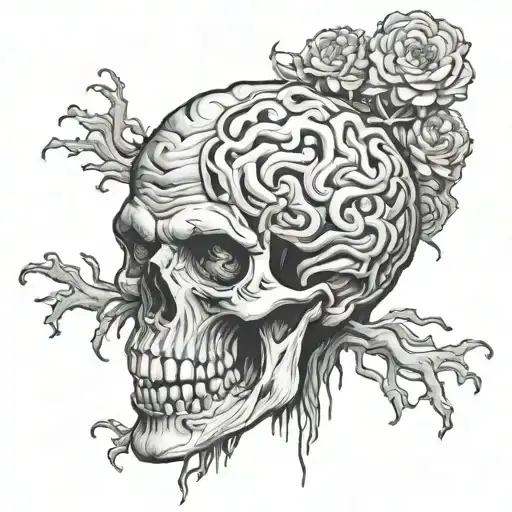 zombie brain tattoo design idea