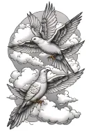 clouds and doves tattoo design idea