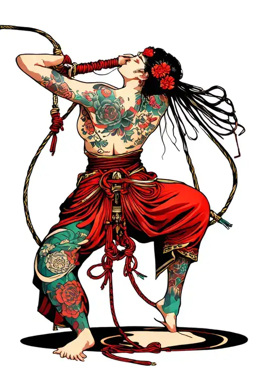 shibari grounding rigger connection tattoo design idea