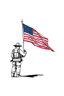 firefighter and flag memorial  tattoo design idea
