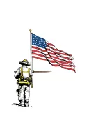 firefighter and flag memorial  tattoo design idea