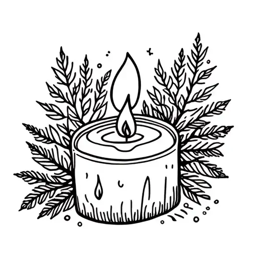 hygge candle burning tattoo design idea