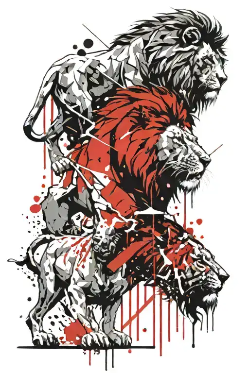 lion and gladiator  tattoo design idea