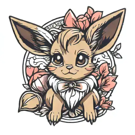 eevee cute with hearts tattoo design idea