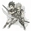 Yami from Black clover with the ciggerate also the blade and Toji from jjk with the blade tattoo design idea