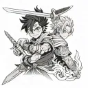 Yami from Black clover with the ciggerate also the blade and Toji from jjk with the blade tattoo design idea