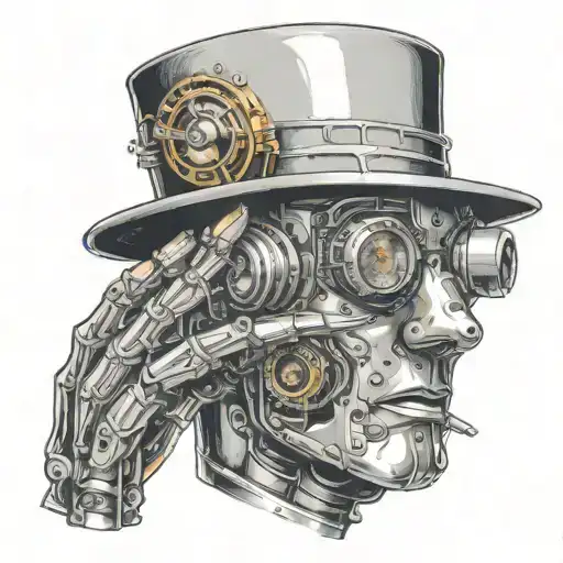 robot magician tattoo design idea