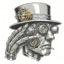 robot magician tattoo design idea