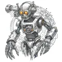 robot magician tattoo design idea