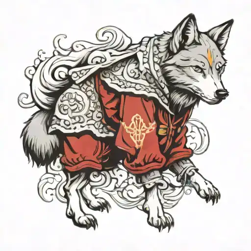 wolf in sheep's clothes with hood full body  tattoo design idea