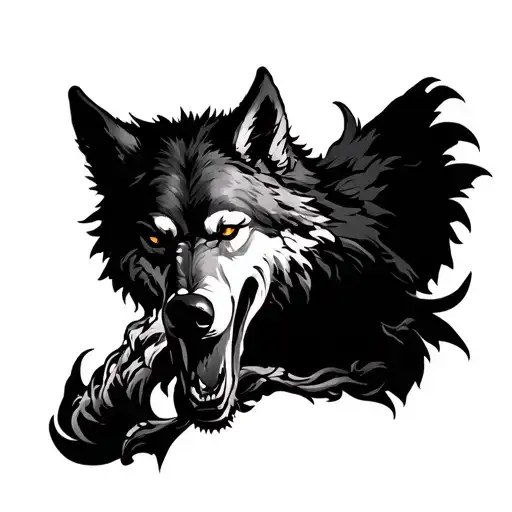 an image in the style of a tattoo that depicts Dante from The Divine Comedy killing or defeating the she wolf that repre tattoo design idea