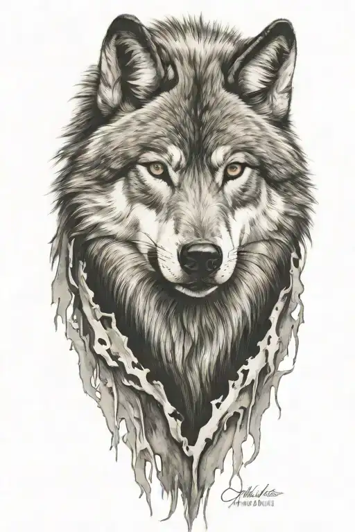 wolf head sideways tattoo design idea