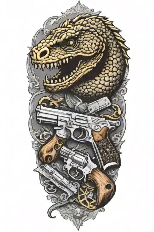 gadsden flag pistols tattoo design idea