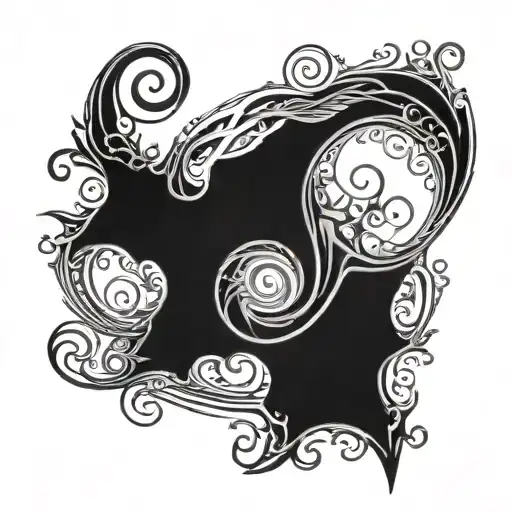 malenia from elden ring mixed with uzumaki spiral merging tattoo design idea