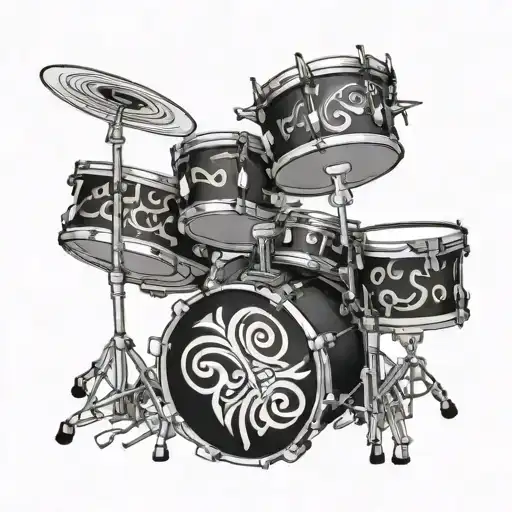 3d drum kit with tribal designs inspired tattoo design idea