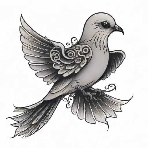 a dove in the style of a nightmare before Christmas (Tim Burton movie)  tattoo design idea