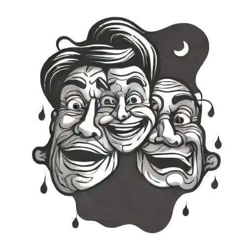 mixed face emoji's of happy,sad, and lough tattoo design idea