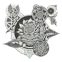 geometric japanese minimalist bulk tattoo design idea