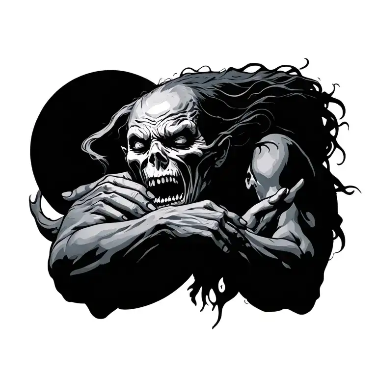 tackling inner demons tattoo design idea