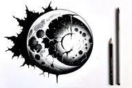broken moon tattoo design idea