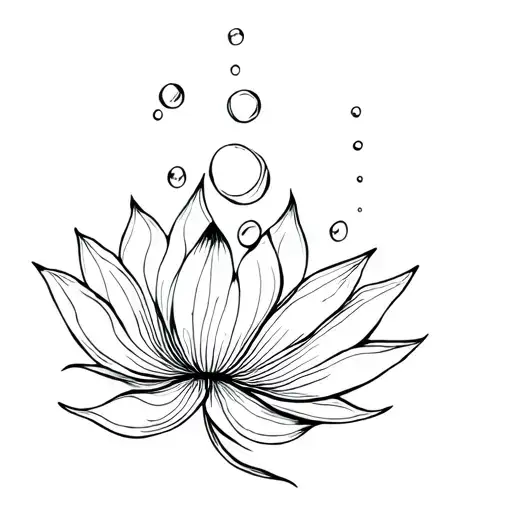 Lotus Leaf with lines and bubbles rising tattoo design idea
