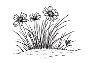 flowers and grass on the sand tattoo design idea