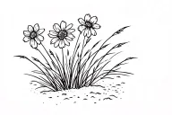flowers and grass on the sand tattoo design idea