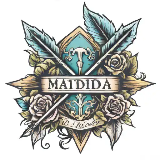 3 arrows crossed with Matilda and Jackson names  tattoo design idea