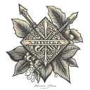 3 arrows crossed with Matilda and Jackson names  tattoo design idea