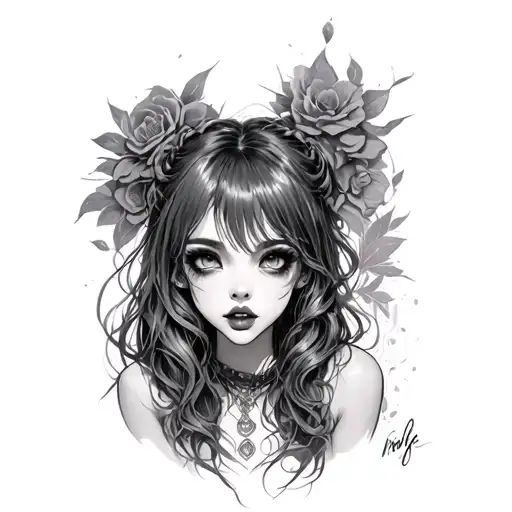 ahegao girl tattoo design idea