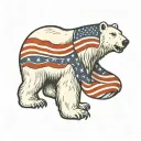 polar bear with a mullet pit vipers holding American flag tattoo design idea