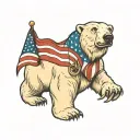 polar bear with a mullet pit vipers holding American flag tattoo design idea