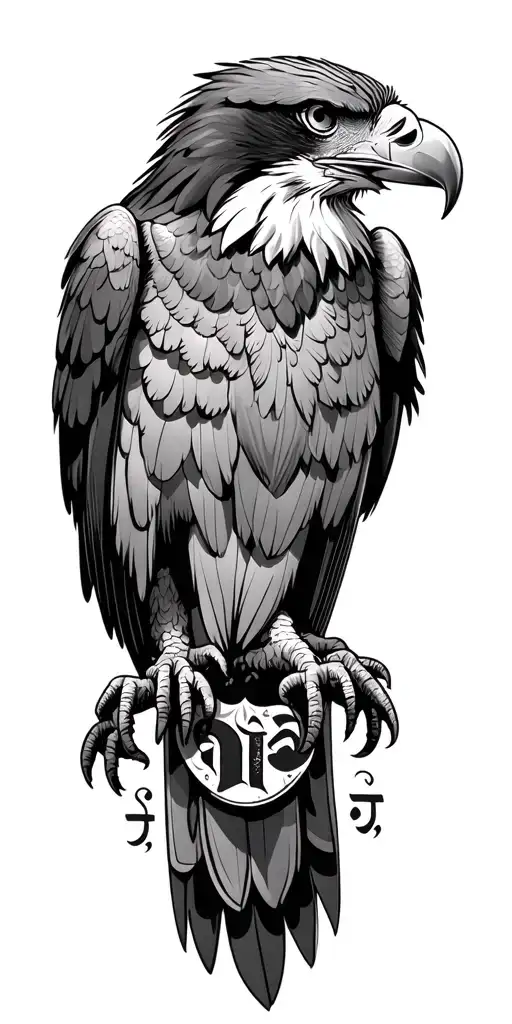 eagle with punjabi writings tattoo design idea