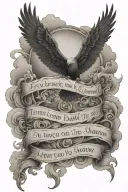 clouds with this quote "Even though I walk through the valley of the shadow of death, I will fear no evil, for you are"  tattoo design idea