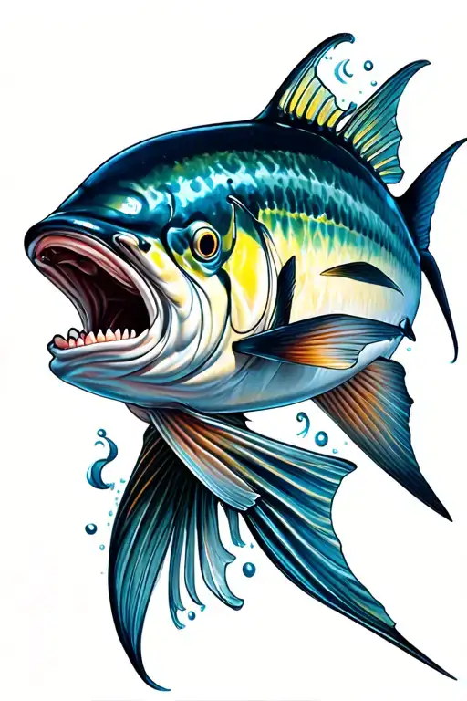 tuna in the sea tattoo design idea