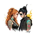 cyberpunk edgerunners lucy and david tattoo design idea