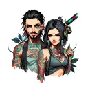 cyberpunk edgerunners lucy and david tattoo design idea