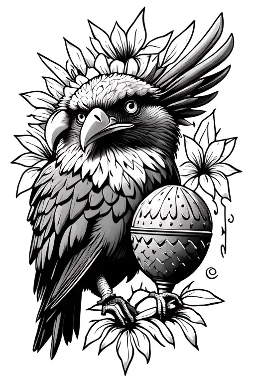 cactus maracas mexican eagle tattoo design idea