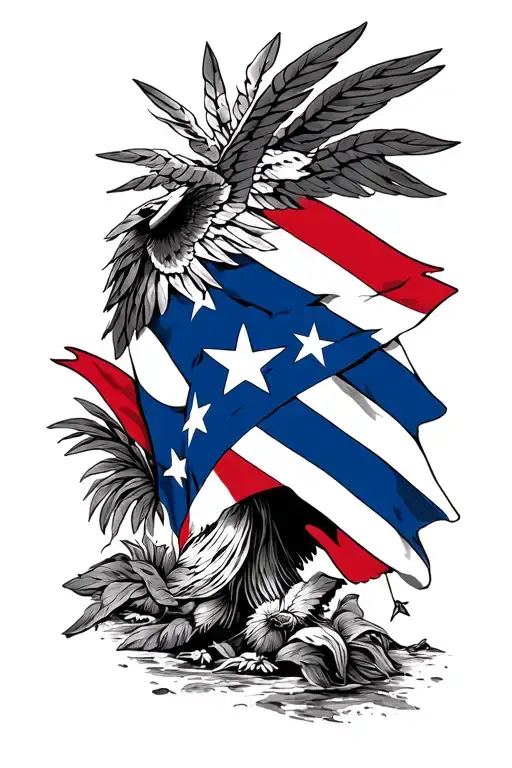 Puerto Rican flag incorporated and Dominican Republic flag incorporated tattoo design idea