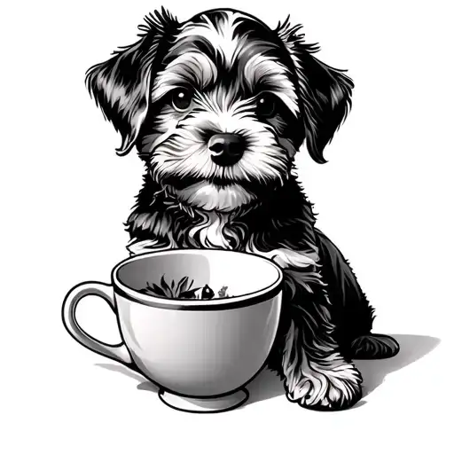 cockapoo with pup cup  tattoo design idea