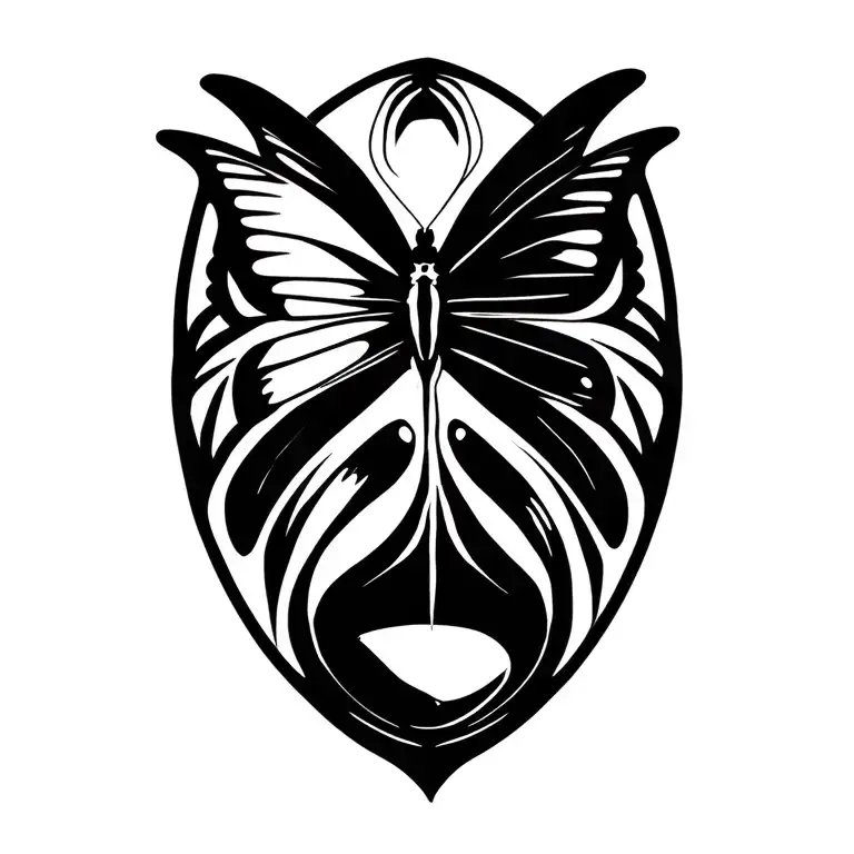 Butterfly tattoo with its body as a 3-chamber hourglass (top full, middle half, bottom nearly empty). Subtle spider web  tattoo design idea