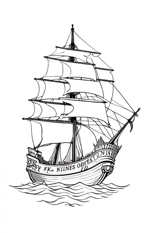 viking ship, viking fk logo as sail, liverpool dragon as the galleon figur tattoo design idea