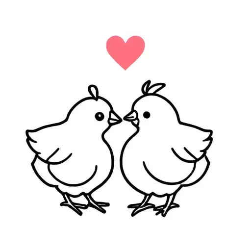 Baby Chicken with a love heart matching male and female, separate sides tattoo design idea