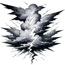 storm cloud and lightning bolt tattoo design idea