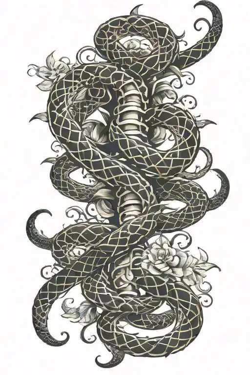 ornamental snake spine tattoo   tattoo design idea