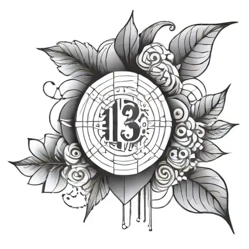 Combine the numbers 13, 7, 25 into one minimalist tattoo tattoo design idea