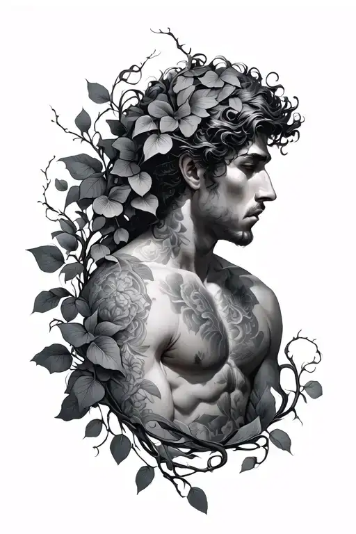 can you generate almost like a vine go around my chest and up to my shoulders collarbone, keep it masculine  tattoo design idea