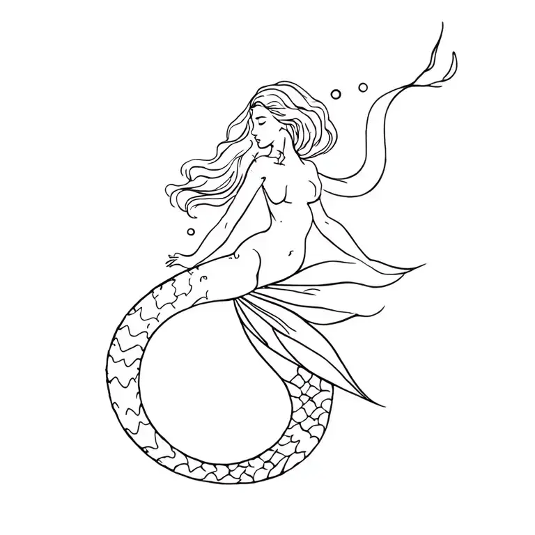 Mermaid swimming tattoo design idea